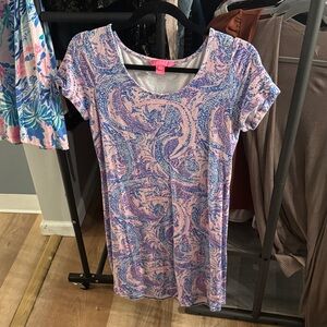 Lilly Pulitzer Pink and Blue Paisley Short Sleeve Top